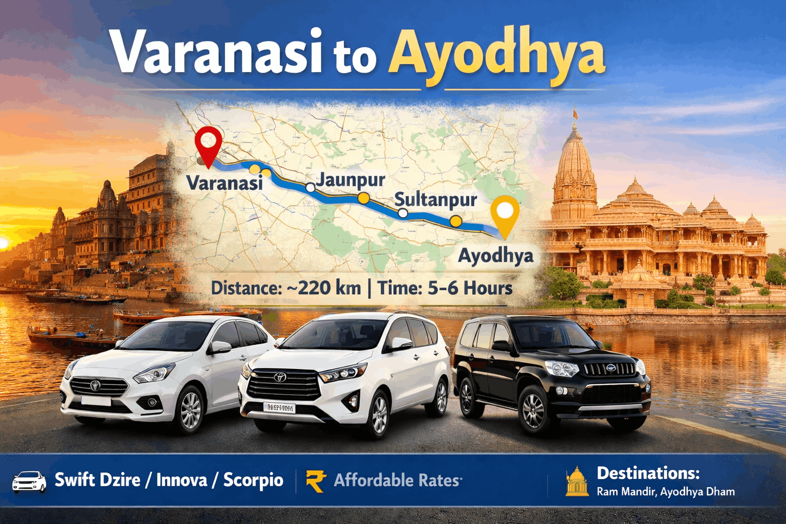 Varanasi to Ayodhya Cab Service