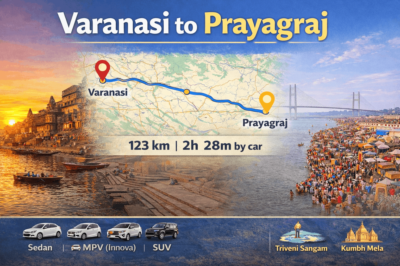 Varanasi to Prayagraj Cab Service
